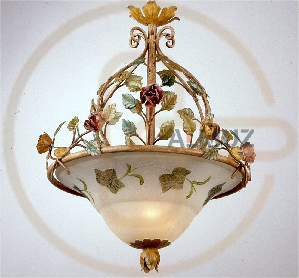 Lampa wisząca "Napoli" w kolorze polichromia starodawna - zbliżenie