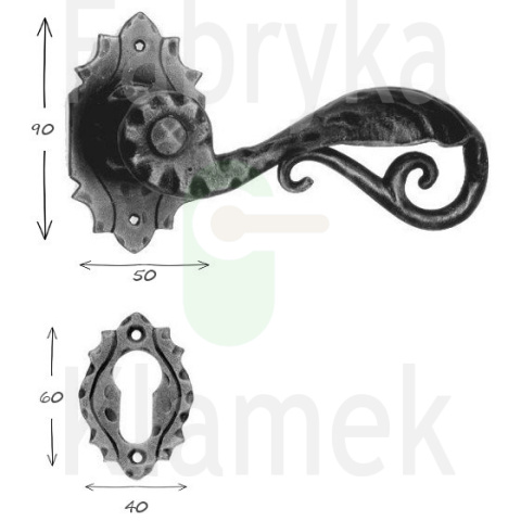 Klamka Abella 15 z rozetą na wkładkę - wymiary Klamka Abella 15 z rozetą na wkładkę - wymiary