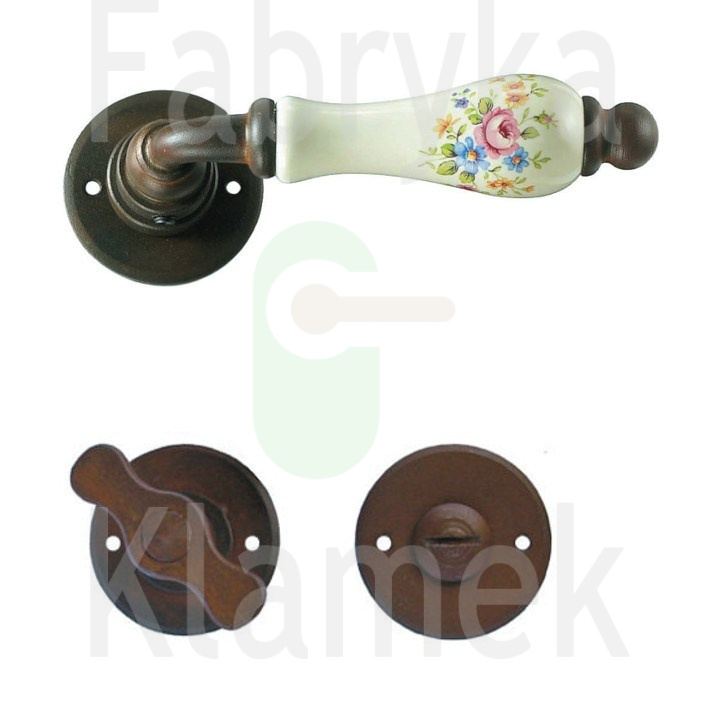 Klamka Paris 3-10 z blokadą WC, porcelana kremowa (kwiaty wiosenne) Klamka Paris 3-10 z blokadą WC, porcelana kremowa (kwiaty wiosenne)