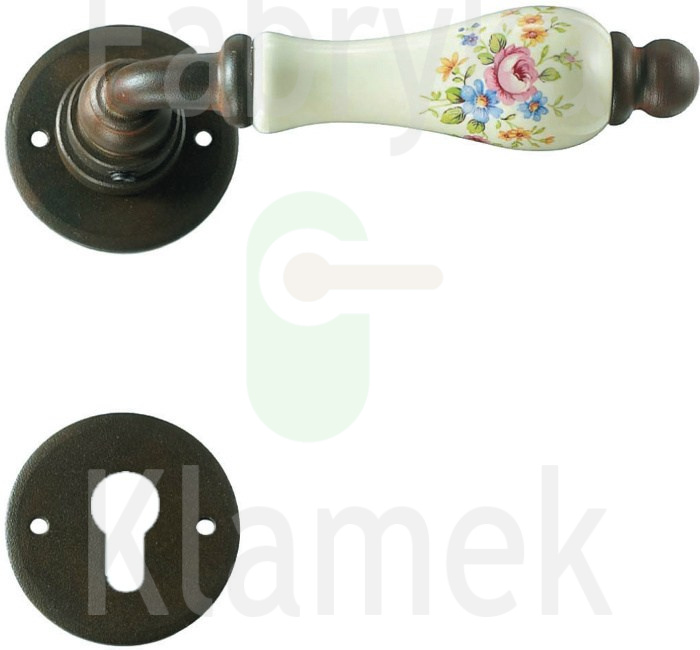 Klamka Paris 3-10 z rozetą na wkładkę, porcelana kremowa (kwiaty wiosenne) Klamka Paris 3-10 z rozetą na wkładkę, porcelana kremowa (kwiaty wiosenne)