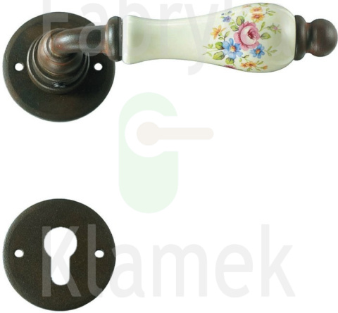 Klamka Paris 3-10 z rozetą na wkładkę, porcelana kremowa (kwiaty wiosenne) Klamka Paris 3-10 z rozetą na wkładkę, porcelana kremowa (kwiaty wiosenne)