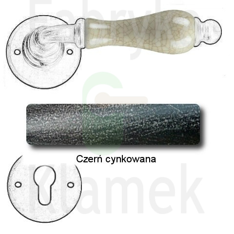 Klamka Paris 3-10 z rozetą na wkładkę, porcelana kremowa (kwiaty wiosenne) Klamka Paris 3-10 z rozetą na wkładkę, porcelana kremowa (kwiaty wiosenne)