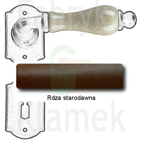 Klamka Praga 2-20 z rozetą na klucz, porcelana kremowa spękana Klamka Praga 2-20 z rozetą na klucz, porcelana kremowa spękana