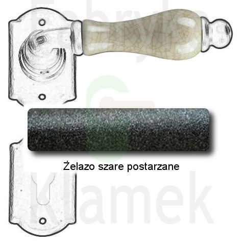 Klamka Praga 2-20 z rozetą na wkładkę, porcelana kremowa spękana Klamka Praga 2-20 z rozetą na wkładkę, porcelana kremowa spękana
