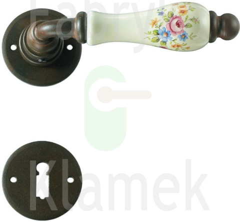 Klamka Paris 3-10 z rozetą na klucz, porcelana kremowa (kwiaty wiosenna) Klamka Paris 3-10 z rozetą na klucz, porcelana kremowa (kwiaty wiosenna)