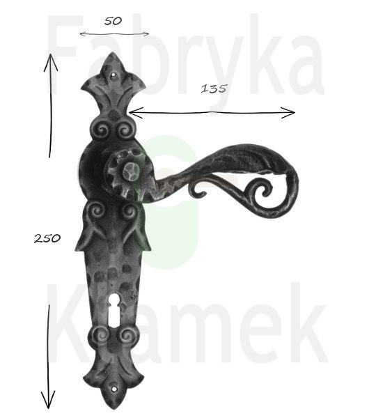 Klamka Abella 505 na klucz rozstaw 90 mm Klamka Abella 505 na klucz rozstaw 90 mm