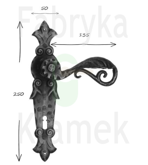 Klamka Abella 505 na klucz rozstaw 90 mm Klamka Abella 505 na klucz rozstaw 90 mm