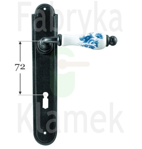 Klamka Atene 2609 na klucz rozstaw 72 mm, porcelana biała kwiat niebieski Klamka Atene 2609 na klucz rozstaw 72 mm, porcelana biała kwiat niebieski