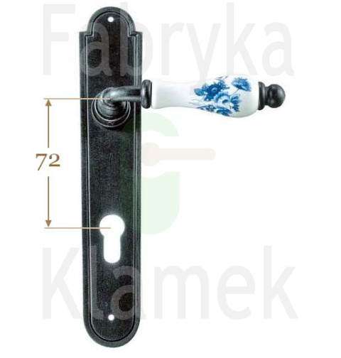 Klamka Atene 2609 na wkładkę rozstaw 72 mm, porcelana biała kwiat niebieski Klamka Atene 2609 na wkładkę rozstaw 72 mm, porcelana biała kwiat niebieski