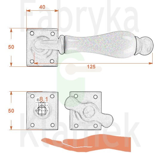 Klamka Amsterdam 5-20 z blokadą WC, porcelana kremowa spękana Klamka Amsterdam 5-20 z blokadą WC, porcelana kremowa spękana