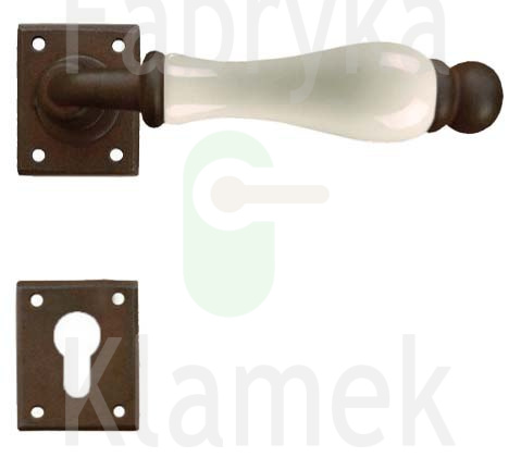 Klamka Amsterdam 5-20 z dolną rozetą na wkładkę patentową, porcelana kremowa Klamka Amsterdam 5-20 z dolną rozetą na wkładkę patentową, porcelana kremowa