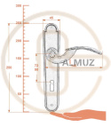 Klamka Gerianica 20 z otworem na klucz rozstaw 72 mm