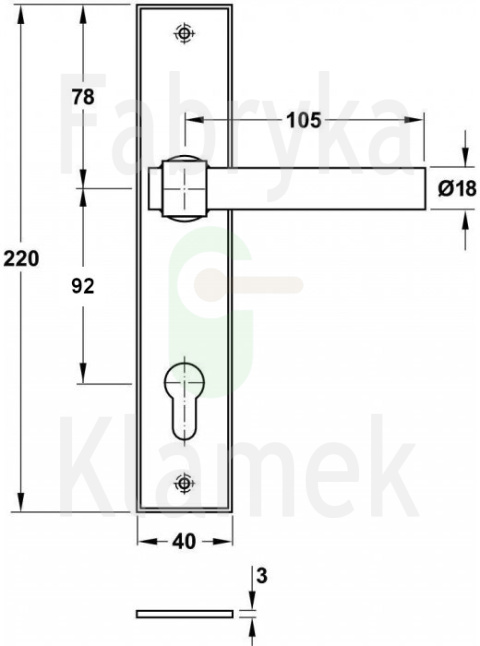 Klamka Milano 1830 na wkładkę rozstaw 92 mm Klamka Milano 1830 na wkładkę rozstaw 92 mm