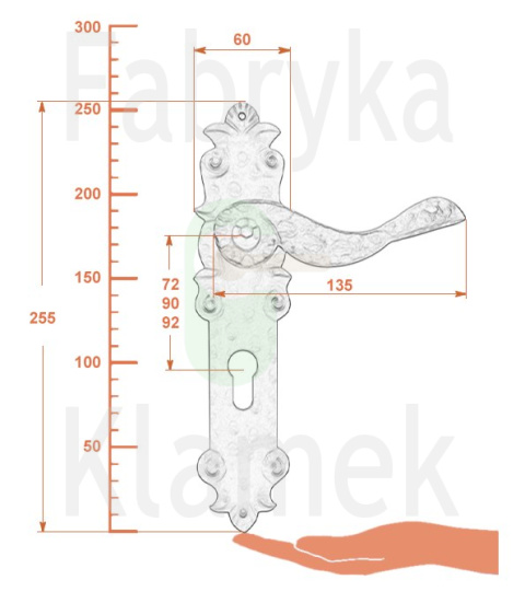 Klamka Pralut 503 na wkładkę rozstaw 90 mm Klamka Pralut 503 na wkładkę rozstaw 90 mm
