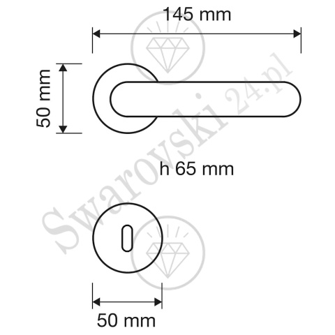 Klamka Idea Crystal 103 z szyldem na klucz OZ - pozłacana