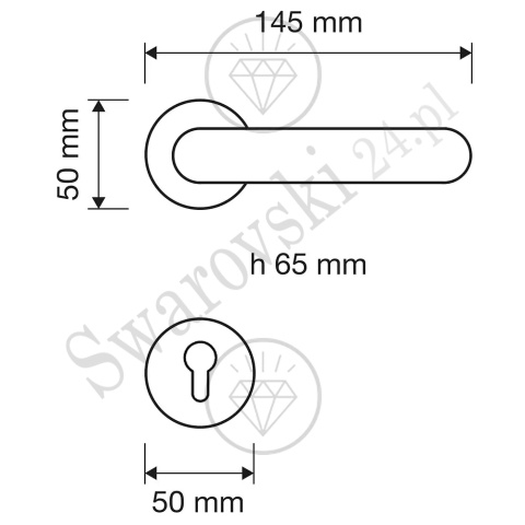 Klamka Idea Crystal 103 z szyldem na wkładkę OZ - pozłacana