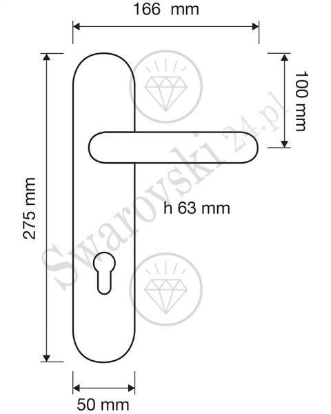 Klamka Elika Crystal 991PL z otworem na wkładkę OZ - pozłacana