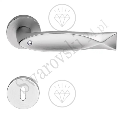 Klamka Fish Crystal 023 z szyldem na klucz CS - chromowana matowa