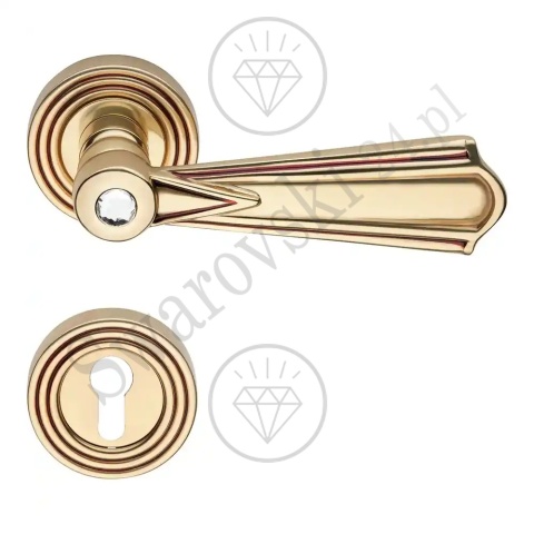 Klamka Madame Crystal 112 z szyldem na wkładkę OF - złoto francuskie