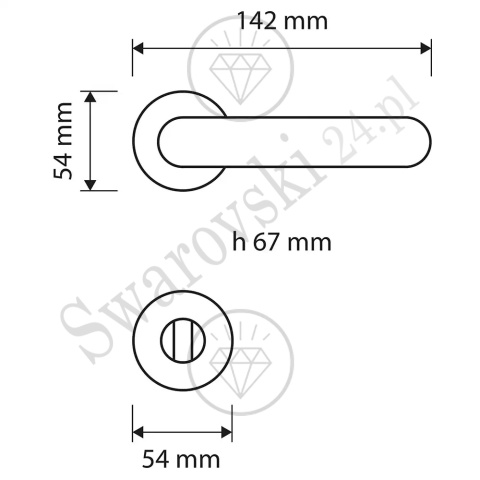 Klamka Madame Crystal 112 z szyldem WC OF - złoto francuskie