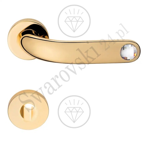 Klamka Point Crystal 023 z szyldem WC OZ - pozłacana