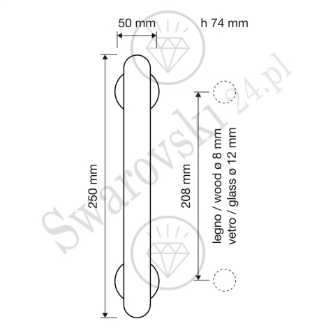 UCHWYT DRZWIOWY VERONICA 208mm SZYLDY 103 OZ [MONTAŻ JEDNOSTRONNY]