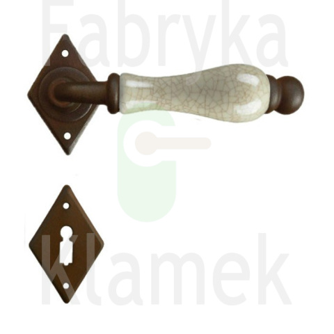 Klamka Dublin 4-10 z rozetą na klucz, porcelana kremowa spękana Klamka Dublin 4-10 z rozetą na klucz, porcelana kremowa spękana