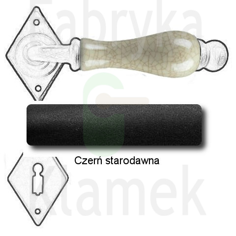 Klamka Dublin 4-10 z rozetą na klucz, porcelana kremowa spękana Klamka Dublin 4-10 z rozetą na klucz, porcelana kremowa spękana