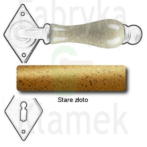 Klamka Dublin 4-10 z rozetą na klucz, porcelana kremowa spękana Klamka Dublin 4-10 z rozetą na klucz, porcelana kremowa spękana