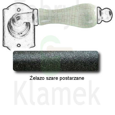 Klamka Praga 2-20 z blokadą WC, porcelana kremowa spękana Klamka Praga 2-20 z blokadą WC, porcelana kremowa spękana
