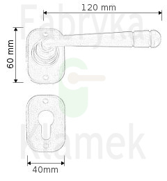 Klamka Berna 2110 z rozetą na wkładkę - wymiary Klamka Berna 2110 z rozetą na wkładkę - wymiary