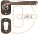 Klamka Berna 2110 z rozetą na wkładkę kolor czerń miedziana