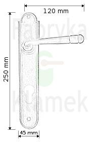 Klamka Berna 2901 na wkładkę - wymiary Klamka Berna 2901 na wkładkę - wymiary