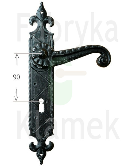 Klamka Heliodor 900 na klucz rozstaw 90 mm, kolor czerń cynkowana Klamka Heliodor 900 na klucz rozstaw 90 mm, kolor czerń cynkowana