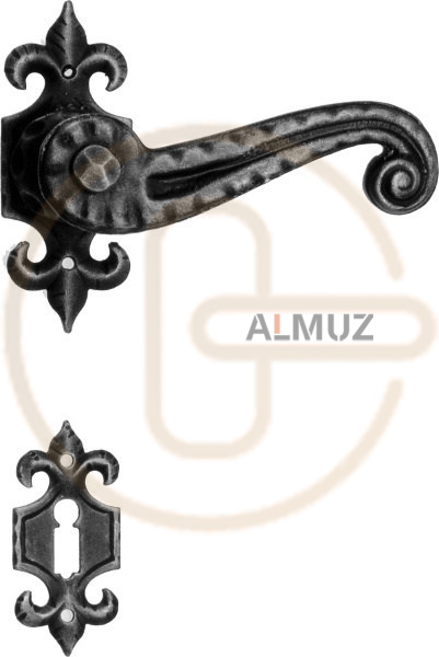 Klamka Heliodor 901 z rozetą klucz, kolor czerń starodawna