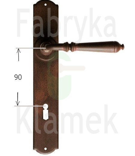 Klamka Mosca 2700 na klucz rozstaw 90 mm, kolor rdza starodawna Klamka Mosca 2700 na klucz rozstaw 90 mm, kolor rdza starodawna