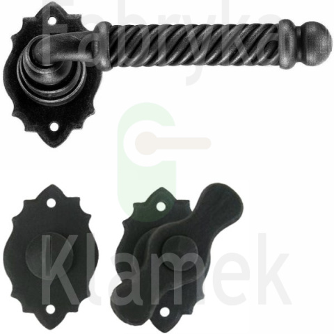 Klamka Madrid 2101 z blokadą WC, kolor czerń starodawna Klamka Madrid 2101 z blokadą WC, kolor czerń starodawna