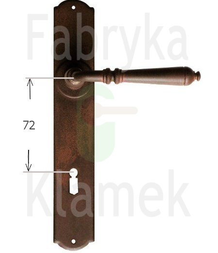 Klamka Mosca 2700 na klucz rozstaw 72 mm, kolor rdza starodawna Klamka Mosca 2700 na klucz rozstaw 72 mm, kolor rdza starodawna