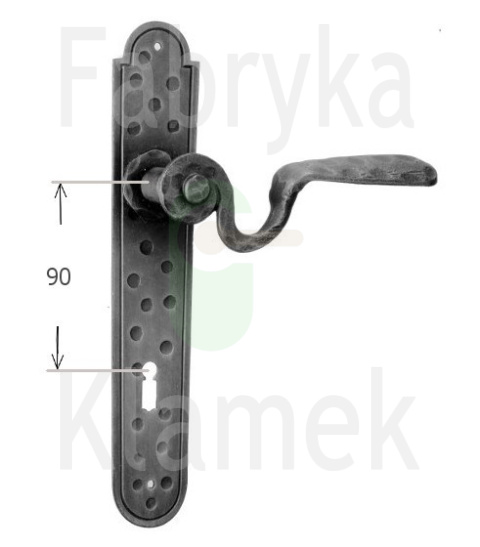 Klamka Ludana 11 na klucz rozstaw 90 mm, kolor czerń starodawna Klamka Ludana 11 na klucz rozstaw 90 mm, kolor czerń starodawna