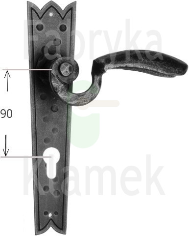 Klamka Melecjusz 10 z otworem na wkładkę, rozstaw 90 mm Klamka Melecjusz 10 z otworem na wkładkę, rozstaw 90 mm